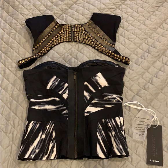 Bebe Sexy Studded Shoulder 2N1 Bustier - Picture 3 of 8